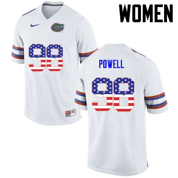 Florida Gators Women #98 Jorge Powell College Football USA Flag Fashion White